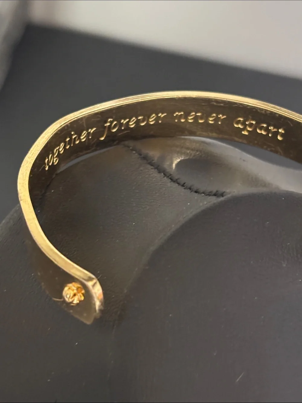 Kate Spade Gold Tone Open Cuff Bracelet Inspirational Engraving